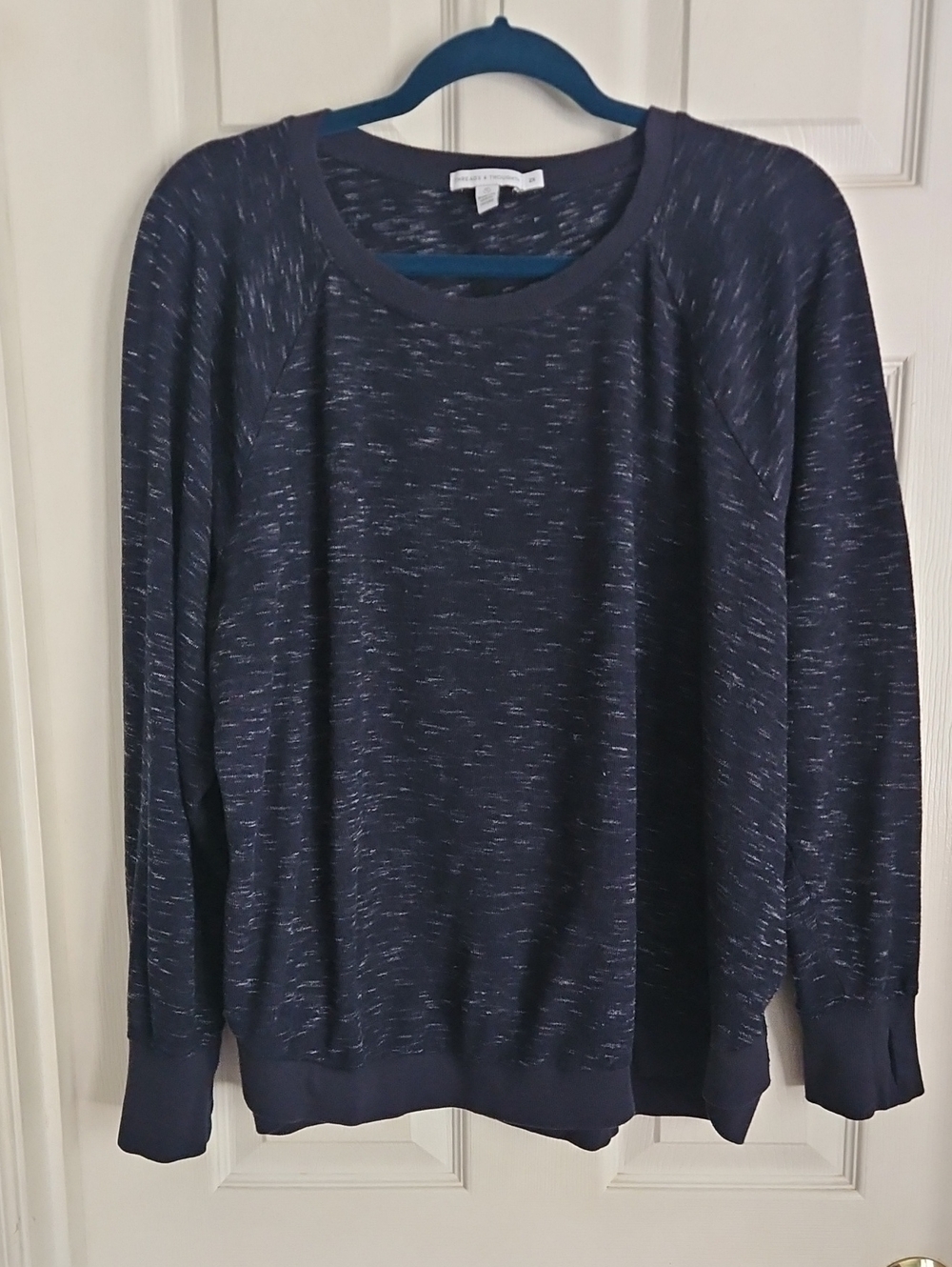 Threads 4 Thought Women's Navy Crewneck with Space-Dye Speckle 2x